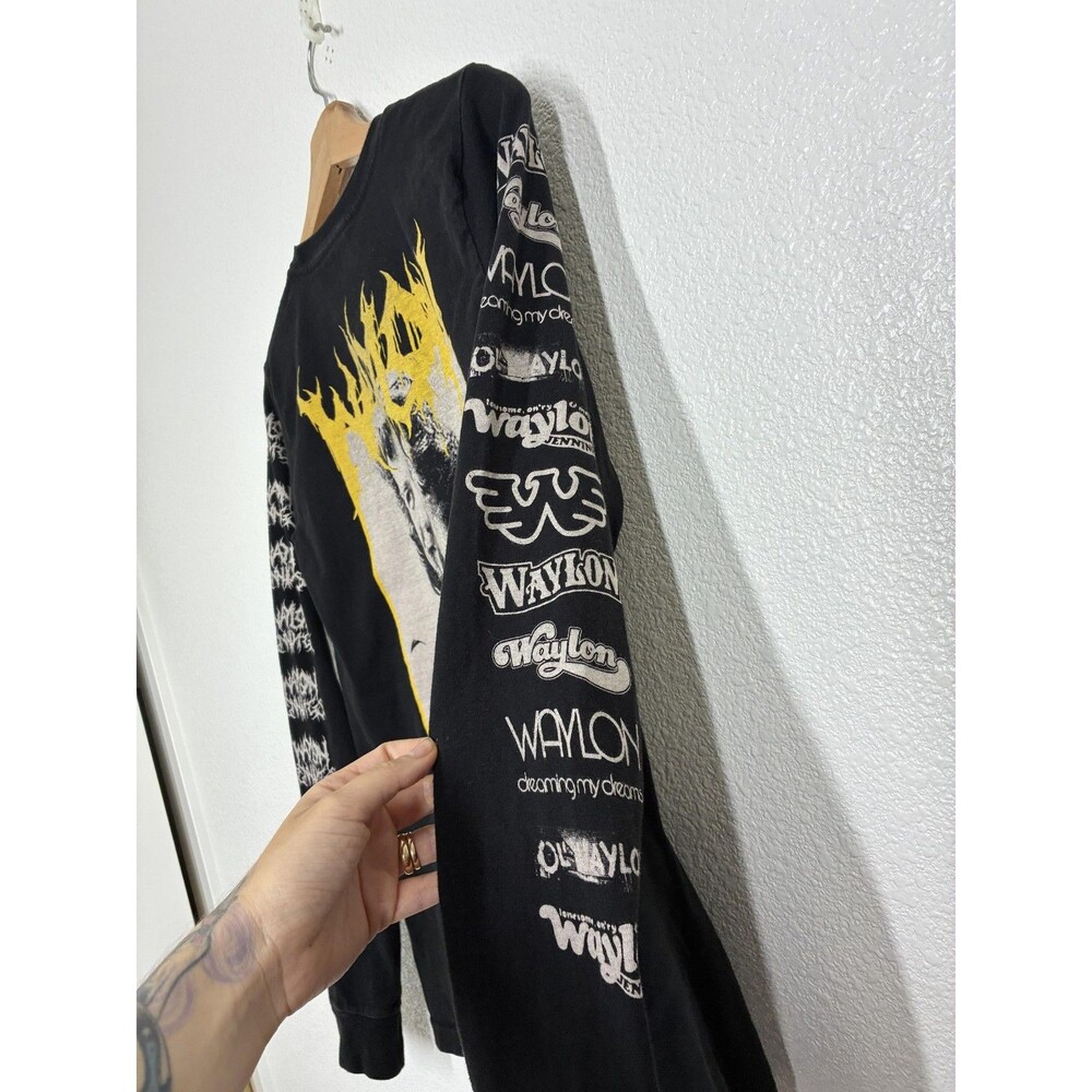 Waylon Jennings Shirt Mens XS Black Long Sleeve Graphic Tee Tultex Country Music - Picture 13 of 13